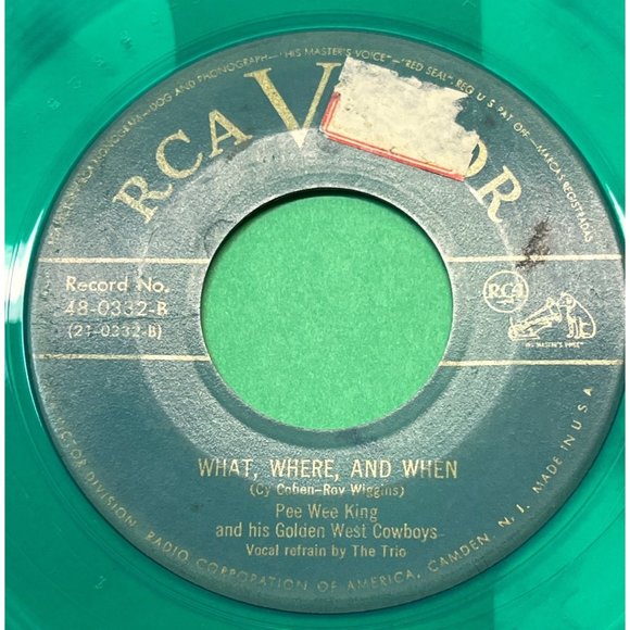 Pee Wee King Birmingham Bounce / What Where and When 45 Rockabilly Green Vinyl - Picture 2 of 5